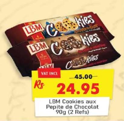 LBM Cookies Aux Pepite De Chocolat 90g (2 Refs)