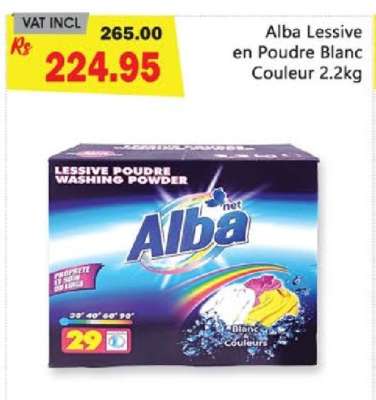 Alba Lessive en Poudre Blanc Couleur 2.2kg