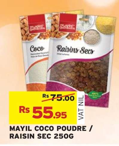 MAYIL COCO POUDRE / RAISIN SEC 250G