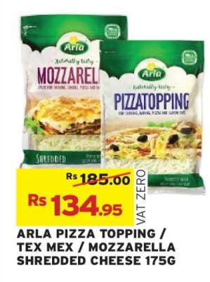 ARLA PIZZA TOPPING / TEX MEX / MOZZARELLA SHREDDED CHEESE 175G