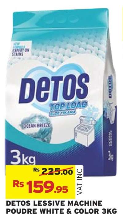 DETOS LESSIVE MACHINE POUDRE WHITE & COLOR 3KG