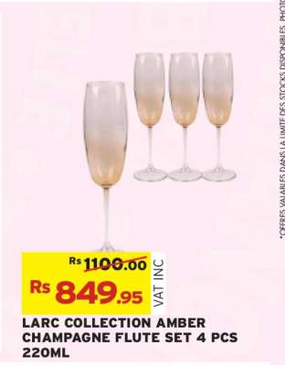 LARC COLLECTION AMBER CHAMPAGNE FLUTE SET 4 PCS 220ML