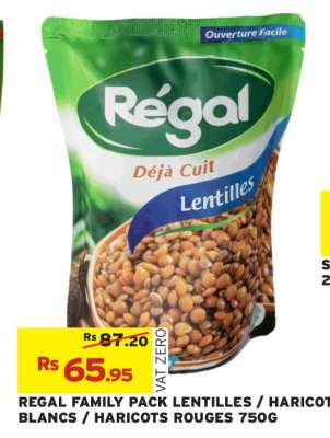 REGAL FAMILY PACK LENTILLES / HARICOTS BLANCS / HARICOTS ROUGES 750G