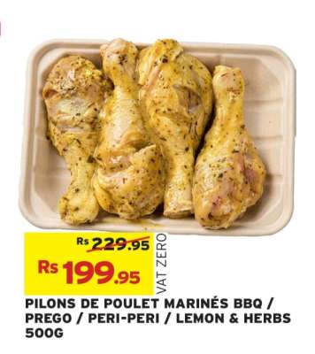PILONS DE POULET MARINÉS BBQ / PREGO / PERI-PERI / LEMON & HERBS 500G