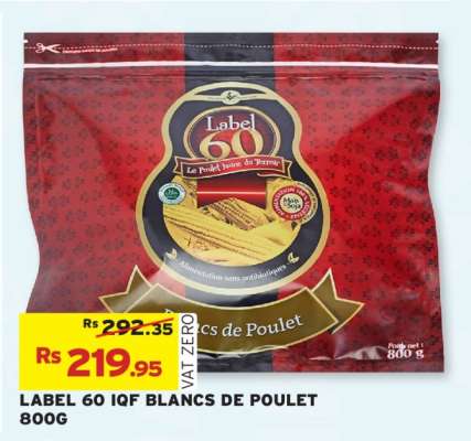 LABEL 60 IQF BLANCS DE POULET 800G
