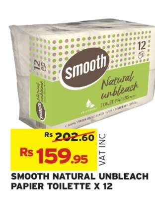 SMOOTH NATURAL UNBLEACH PAPIER TOILETTE X 12