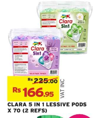 CLARA 5 IN 1 LESSIVE PODS X 70 (2 REFS)
