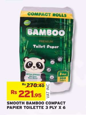SMOOTH BAMBOO COMPACT PAPIER TOILETTE 3 PLY X 6