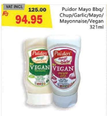 Puidor Mayo Bbq/Chup/Garlic/Mayo/Mayonnaise/Vegan 321ml