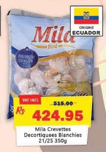Mila Crevettes Décortiquées Blanchies 21/25 350g