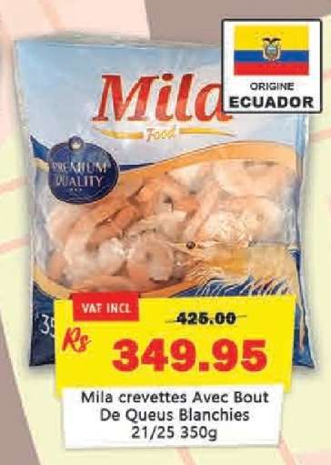 Mila crevettes Avec Bout De Queus Blanchies 21/25 350g