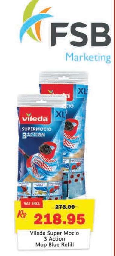Vileda Super Mocio 3 Action Mop Blue Refill