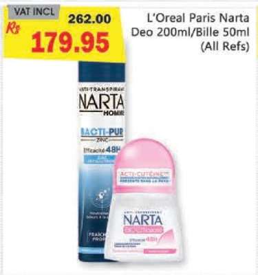 L'Oreal Paris Narta Deo 200ml/Bille 50ml (All Refs)