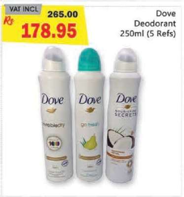 Dove Deodorant 250ml (5 Refs)