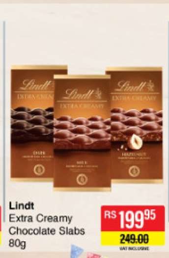 Lindt Extra Creamy Chocolate Slabs