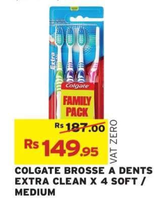COLGATE BROSSE A DENTS EXTRA CLEAN X 4 SOFT / MEDIUM