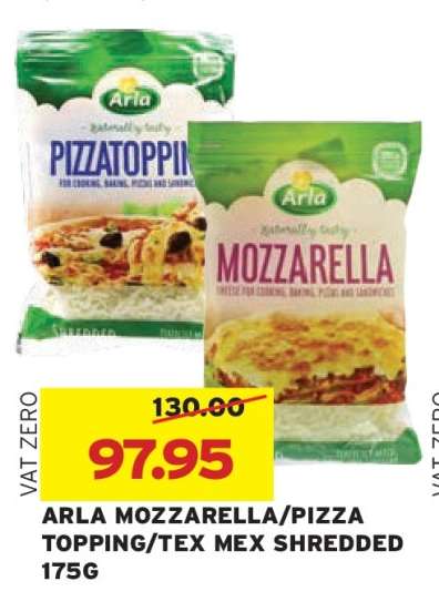 ARLA MOZZARELLA/PIZZA TOPPING/TEX MEX SHREDDED 175G