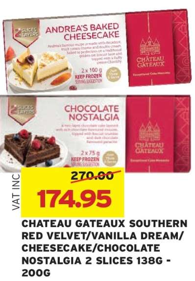 CHATEAU GATEAUX SOUTHERN RED VELVET/VANILLA DREAM/CHEESECAKE/CHOCOLATE NOSTALGIA 2 SLICES 138G - 200G